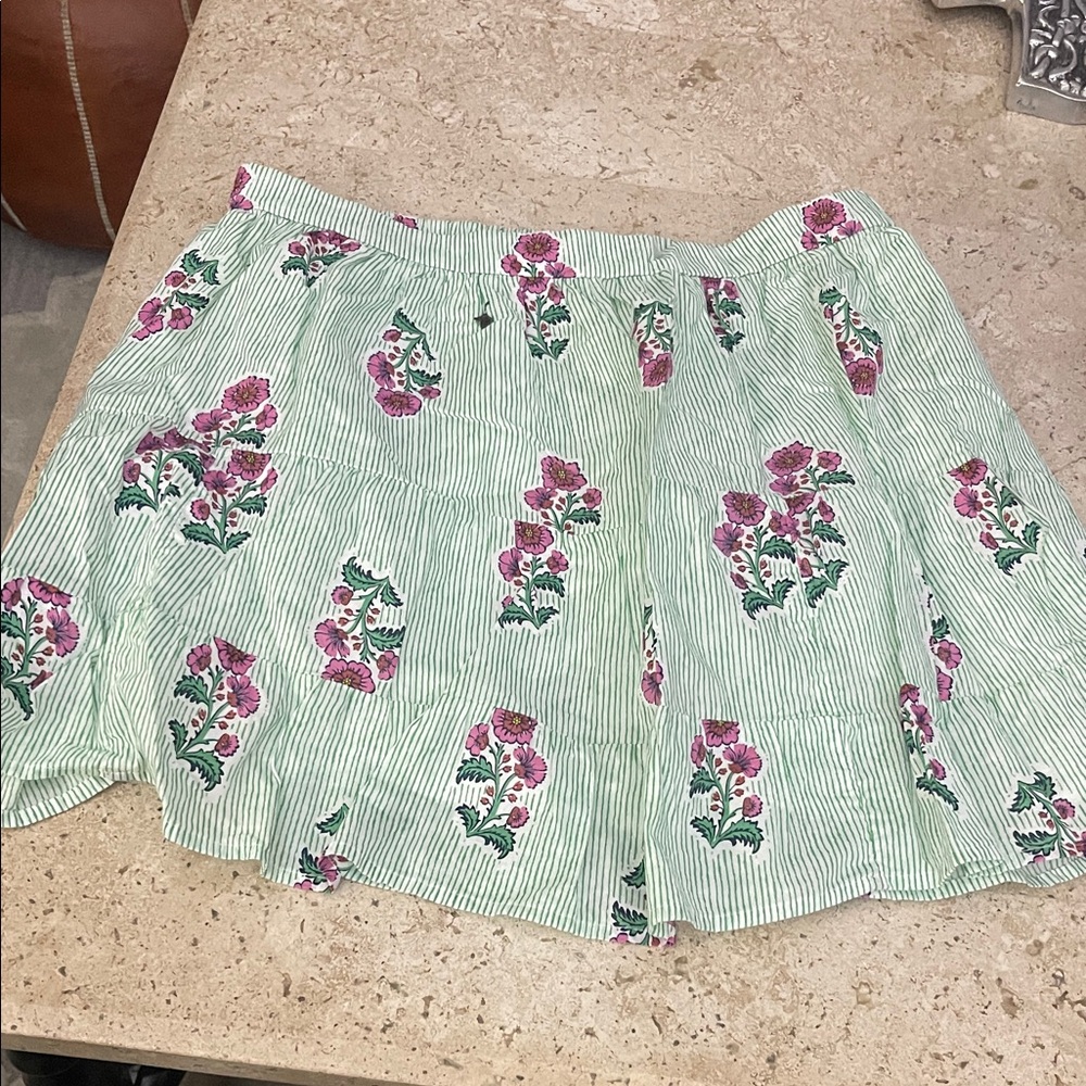 J Crew Factory Green and Pink Women's Tiered Skirt
